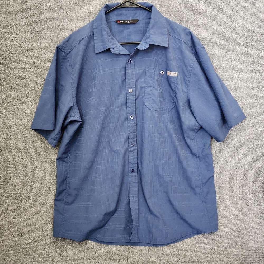 Killik Men's Fishing Outdoor Shirt Button Down Short Sleeve Blue Size XL